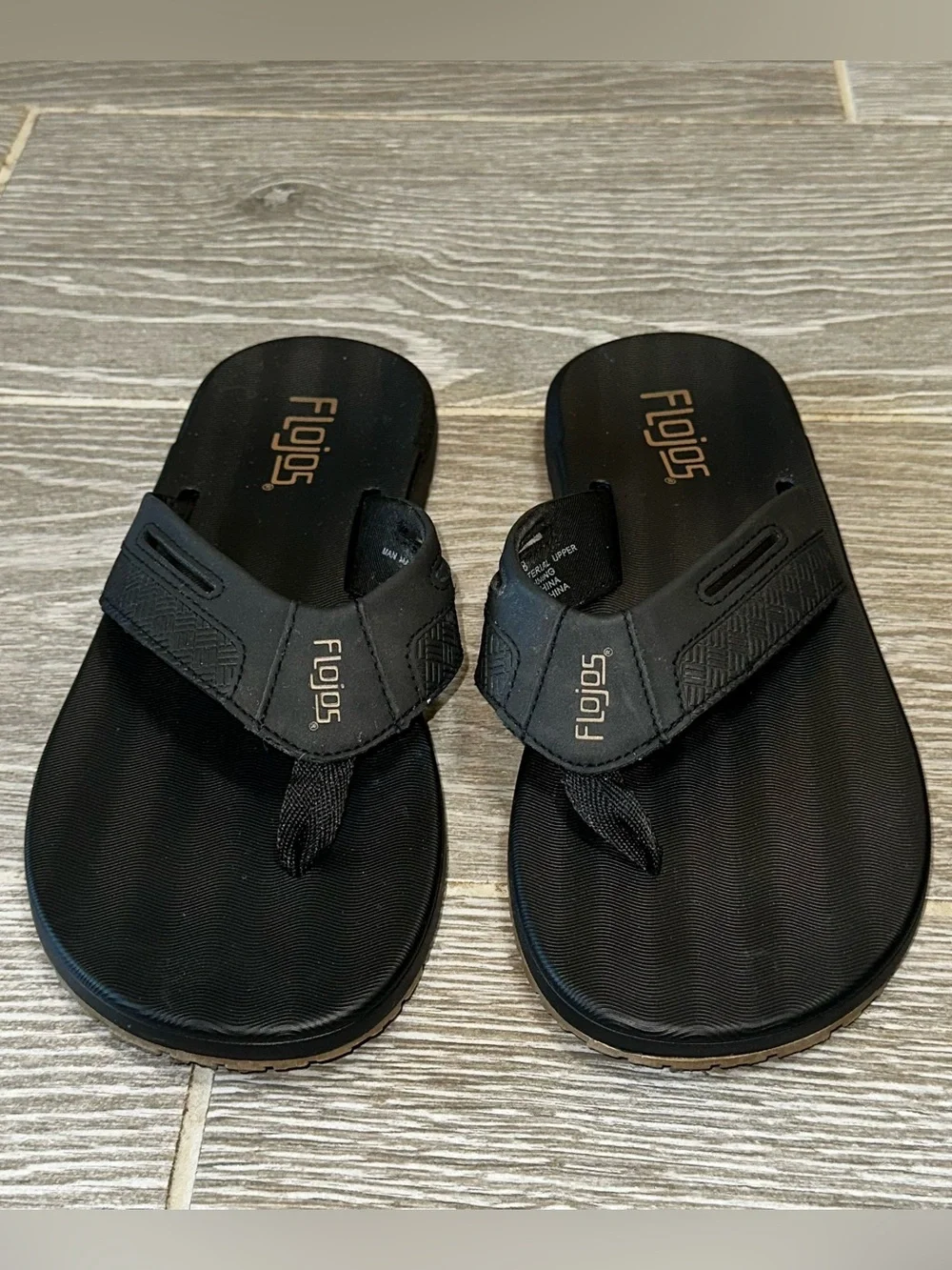 Flojos Ryan Men's Sandal Black Comfort Memory Foam Flip Flops Size 8 Beach Shoe